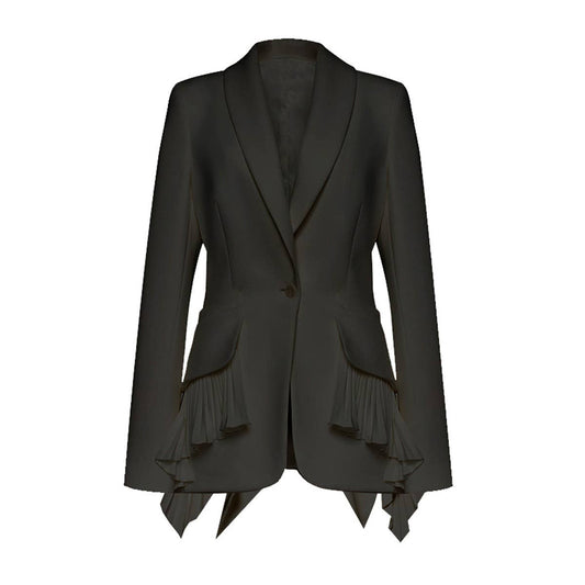 BL7-3 Elegant Pleated Hem Jacket - Spring/Autumn Chic
